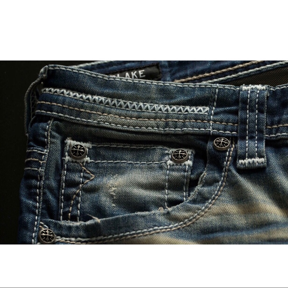AFFLICTION Men Denim Jeans BLAKE FLEUR HUNTER Embr - Picture 5 of 9